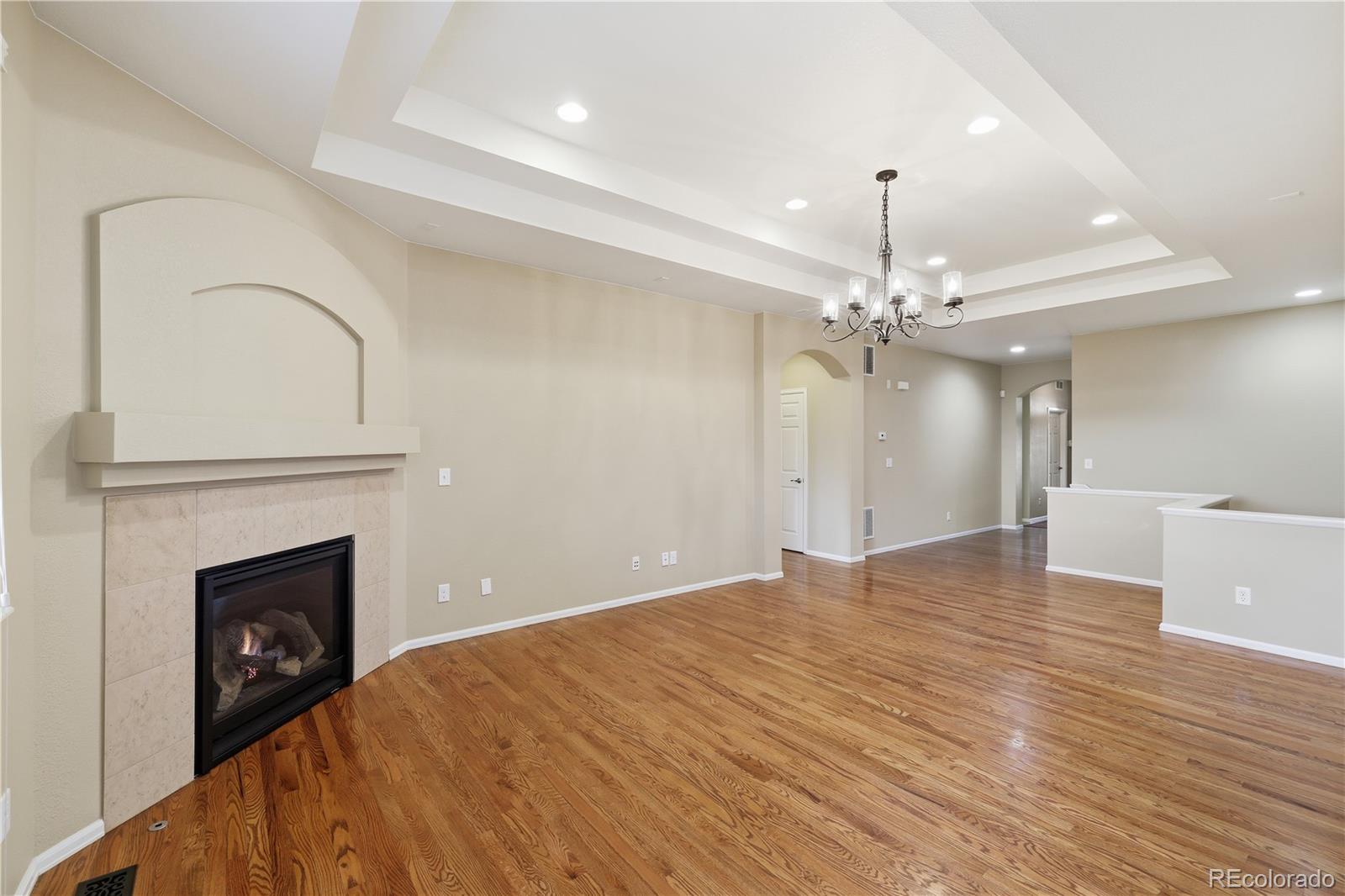 3932 Desert Ridge Circle Castle Rock, CO 80108 - Photo 8 of 49 a view of empty room with wooden floor and fireplace