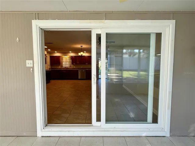 a view of a glass door with a glass door