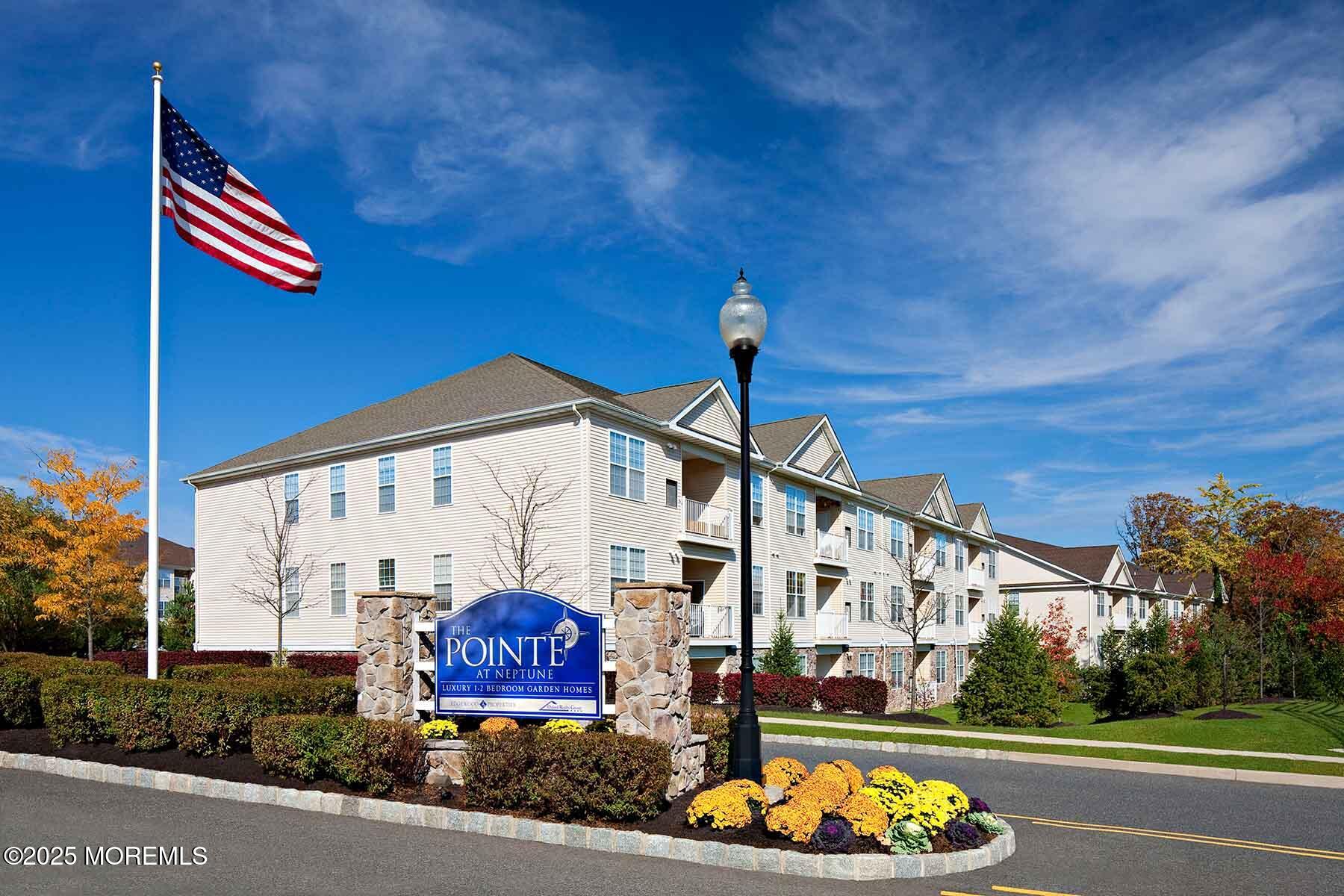 a front view of a building with street