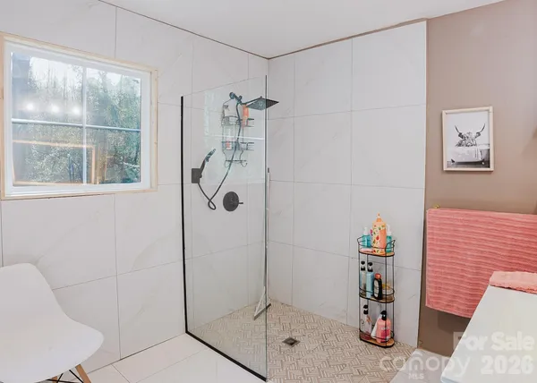 a bathroom with a shower