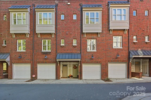 a front view of a brick building