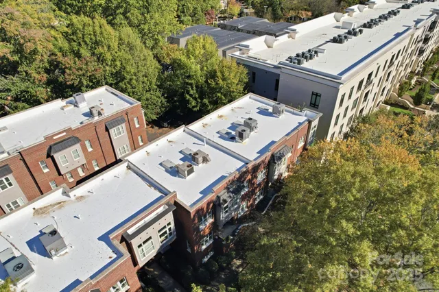 an aerial view of a house with balcony