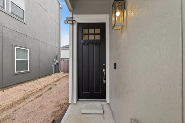 a view of wooden door