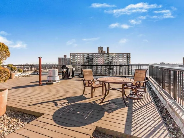 a view of a terrace with seating space