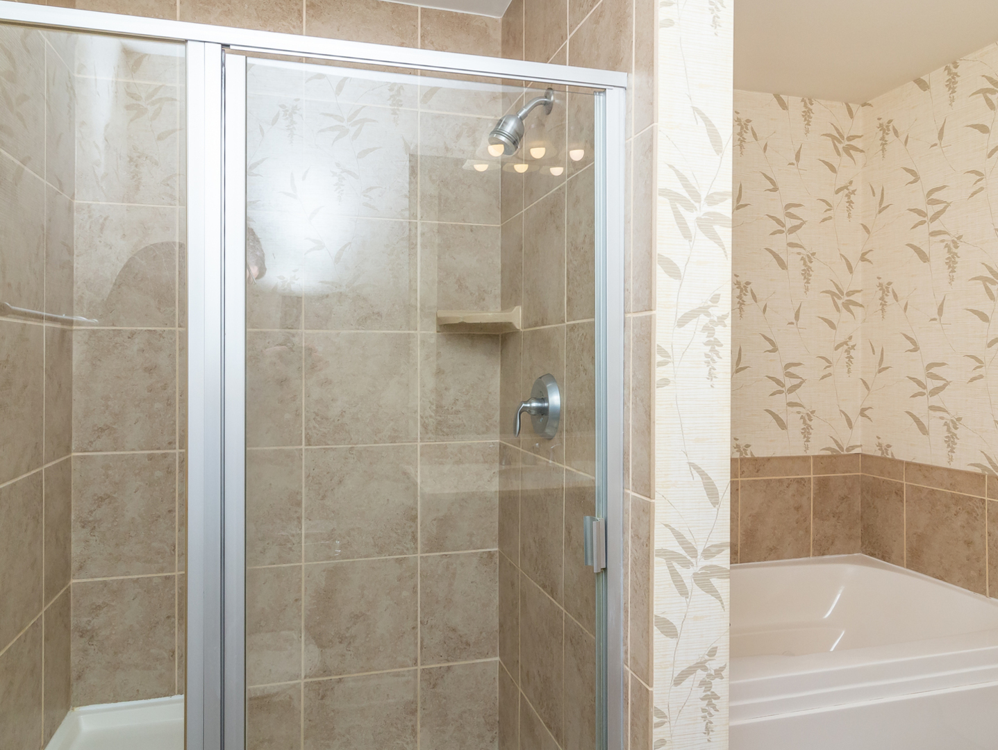 77 North Quentin Road, Unit 402 Palatine, IL 60067 - Photo 7 of 20 a bathroom with a shower and a bathtub