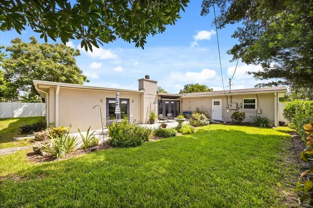a view of yard from a house