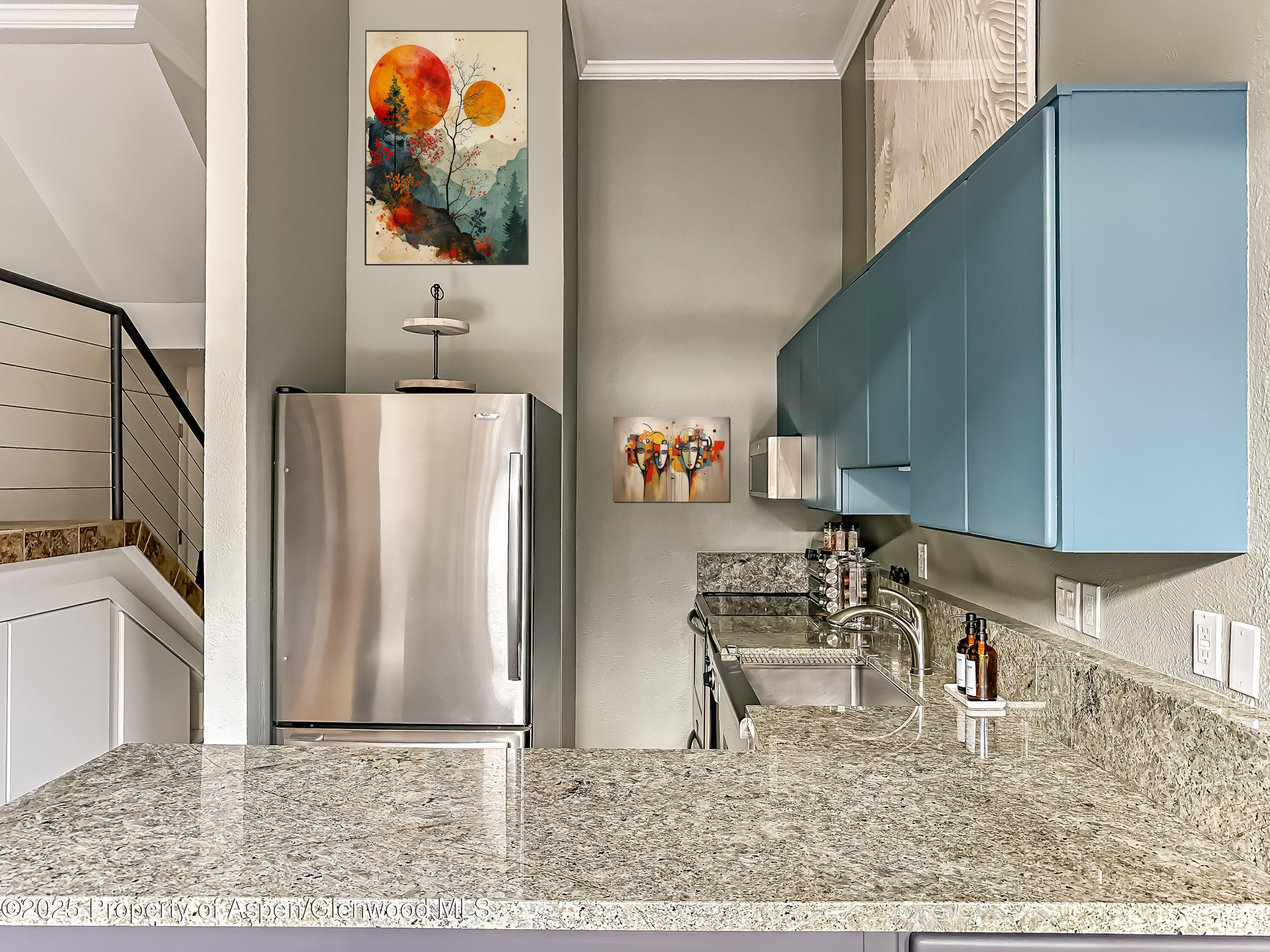 1050 Waters Avenue, Unit 9 Aspen, CO 81611 - Photo 9 of 19 a kitchen with stainless steel appliances granite countertop a refrigerator a stove and a sink with wooden cabinets