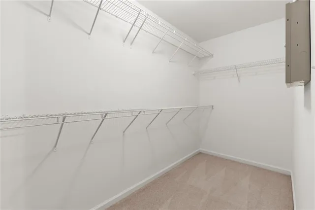 a view of a room with racks on the wall