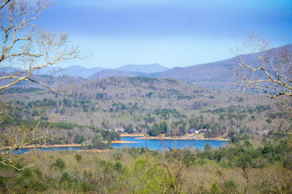 a view of lake and mountain