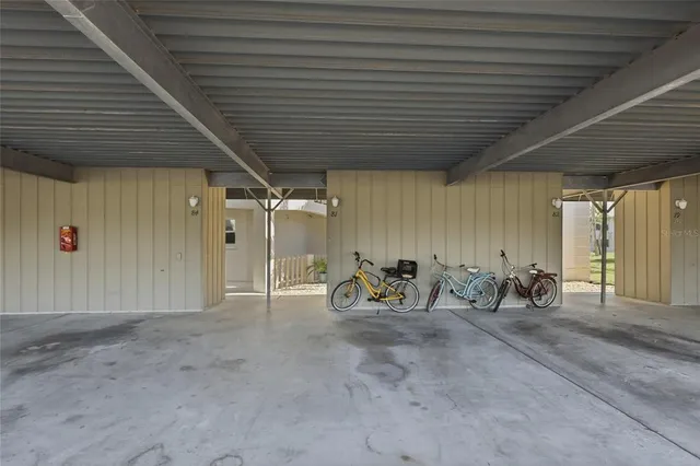 an outdoor view with patio