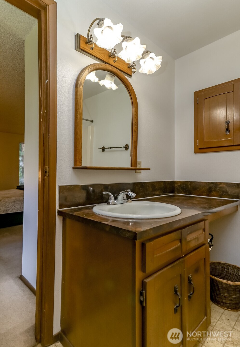 4701 292nd Street East Graham, WA 98338 - Photo 24 of 40 a bathroom with a sink and a mirror
