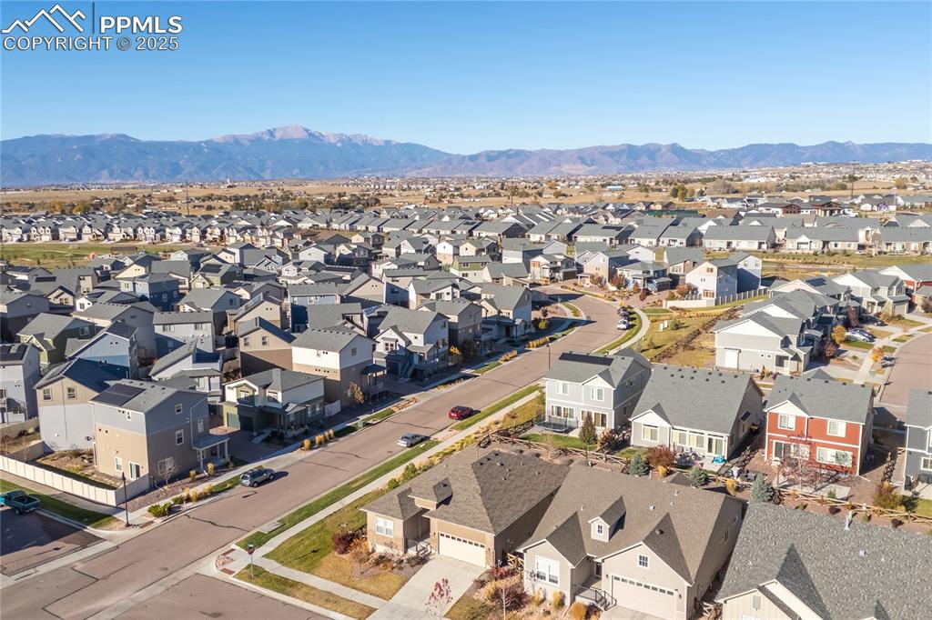 6208 Ashmore Road Colorado Springs, CO 80927 - Photo 46 of 50 Aerial view of residential area featuring a mountain backdrop
