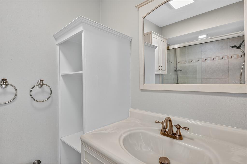 302 Leafwood Road Tarpon Springs, FL 34689 - Photo 23 of 55 a bathroom with a sink and a mirror