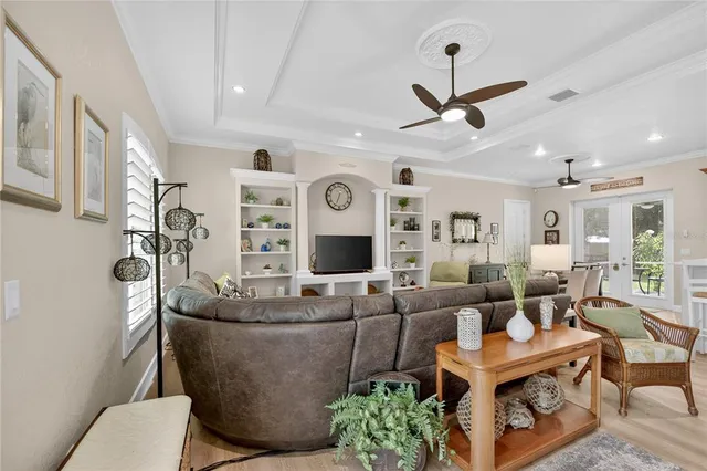 a living room with furniture and a rug