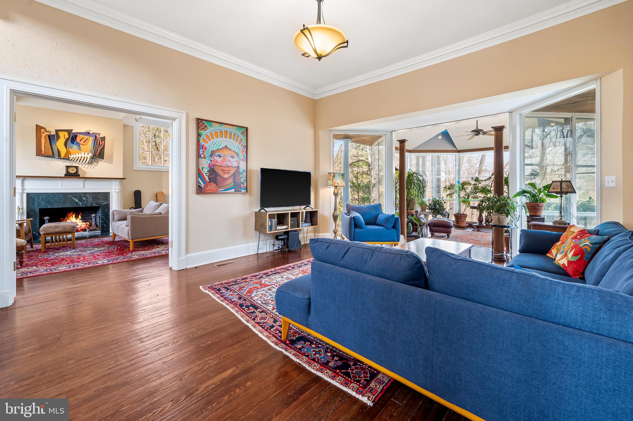 1605 Terrace Road Baltimore, MD 21209 - Photo 9 of 45 a living room with furniture a fireplace and a flat screen tv