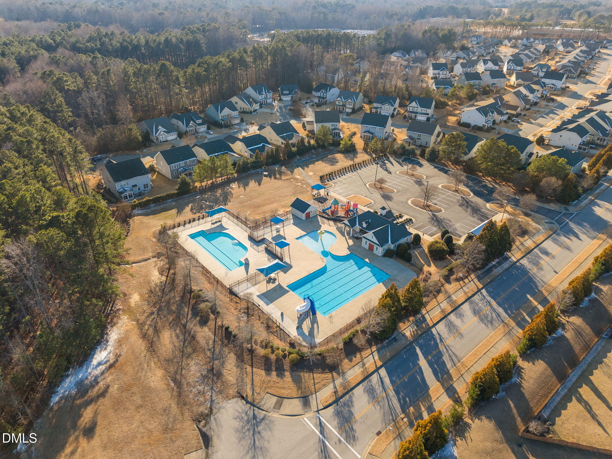 3528 Jones Lake Road Fuquay-Varina, NC 27526 - Photo 45 of 50 an aerial view of residential houses with outdoor space