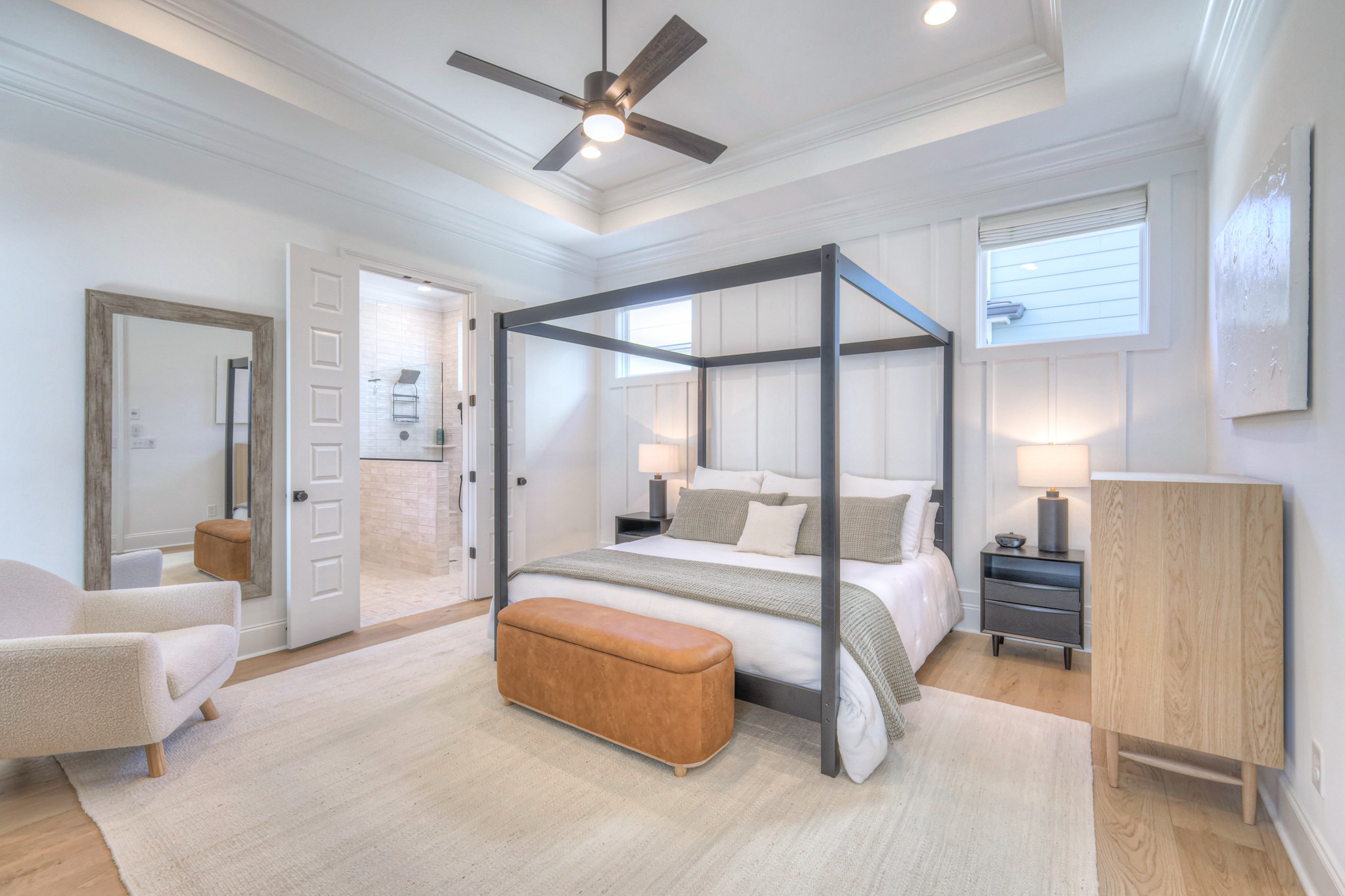 2042 Nathaniel Road Franklin, TN 37064 - Photo 20 of 40 a bedroom with a large bed and a chandelier