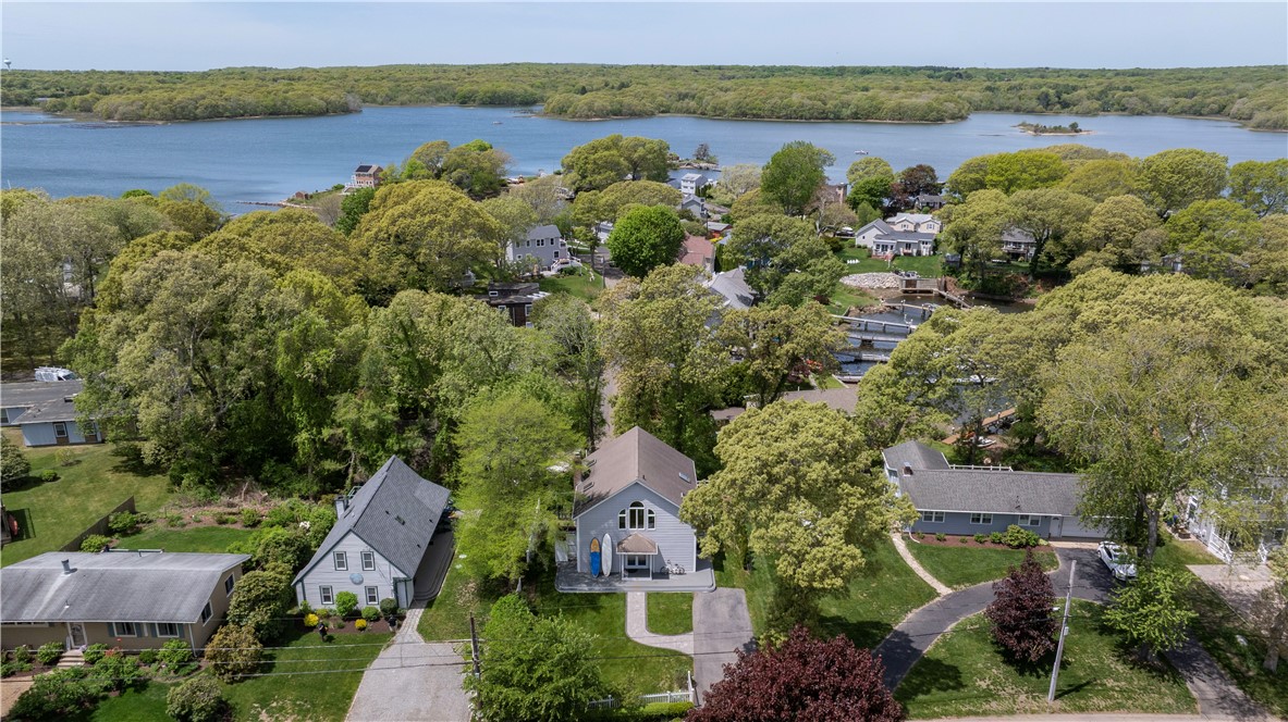 150 Cedar Island Road Narragansett, RI 02882 - Photo 47 of 50 Aerial facing west with subject property in center of foreground
