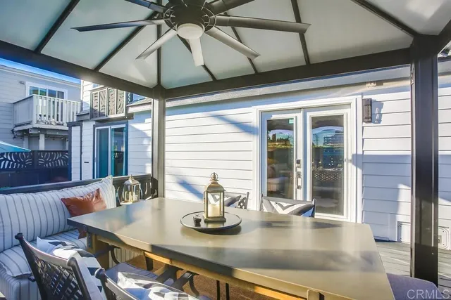 a backyard of a house with seating space