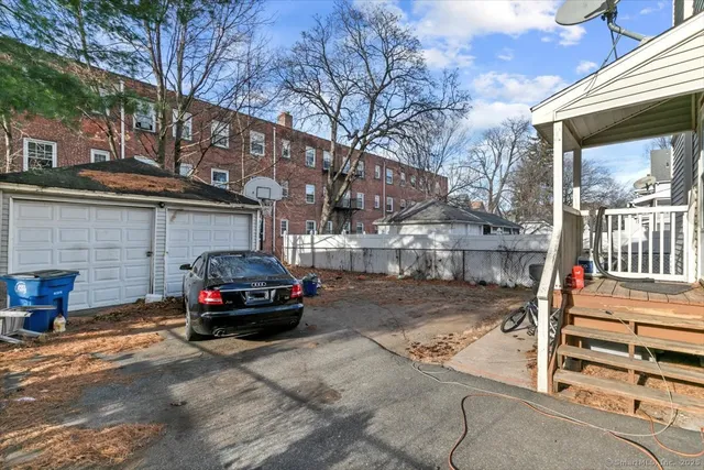 a car parked in front of a building