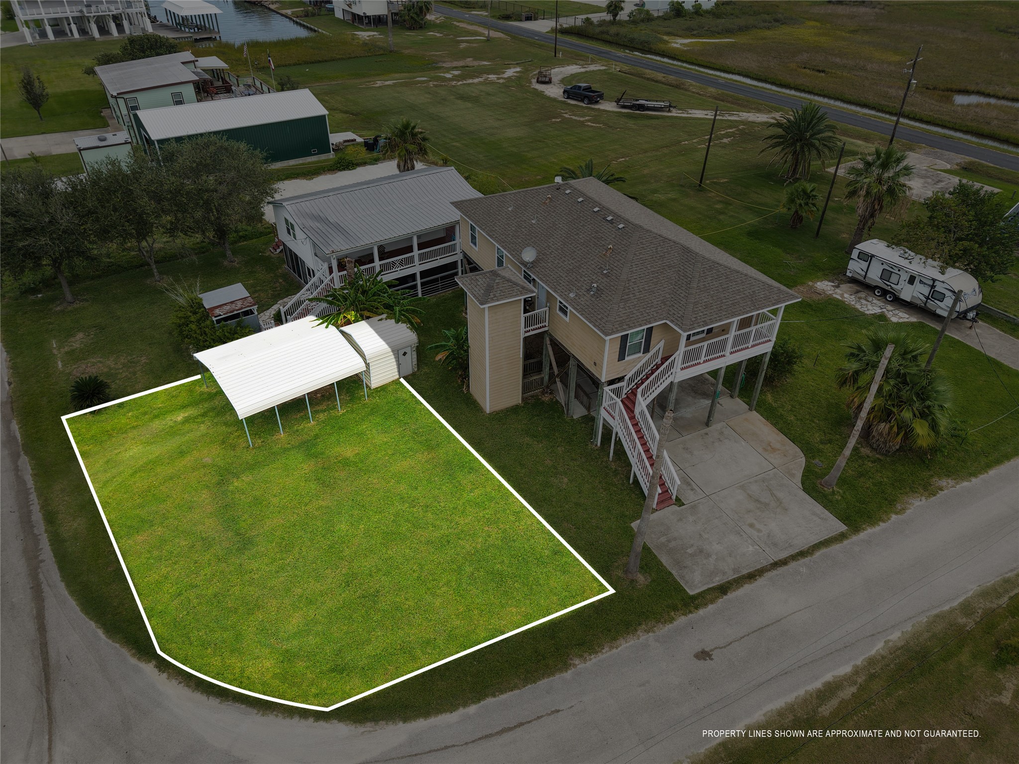 an aerial view of a house