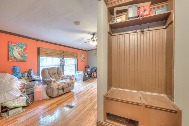 a living room with furniture