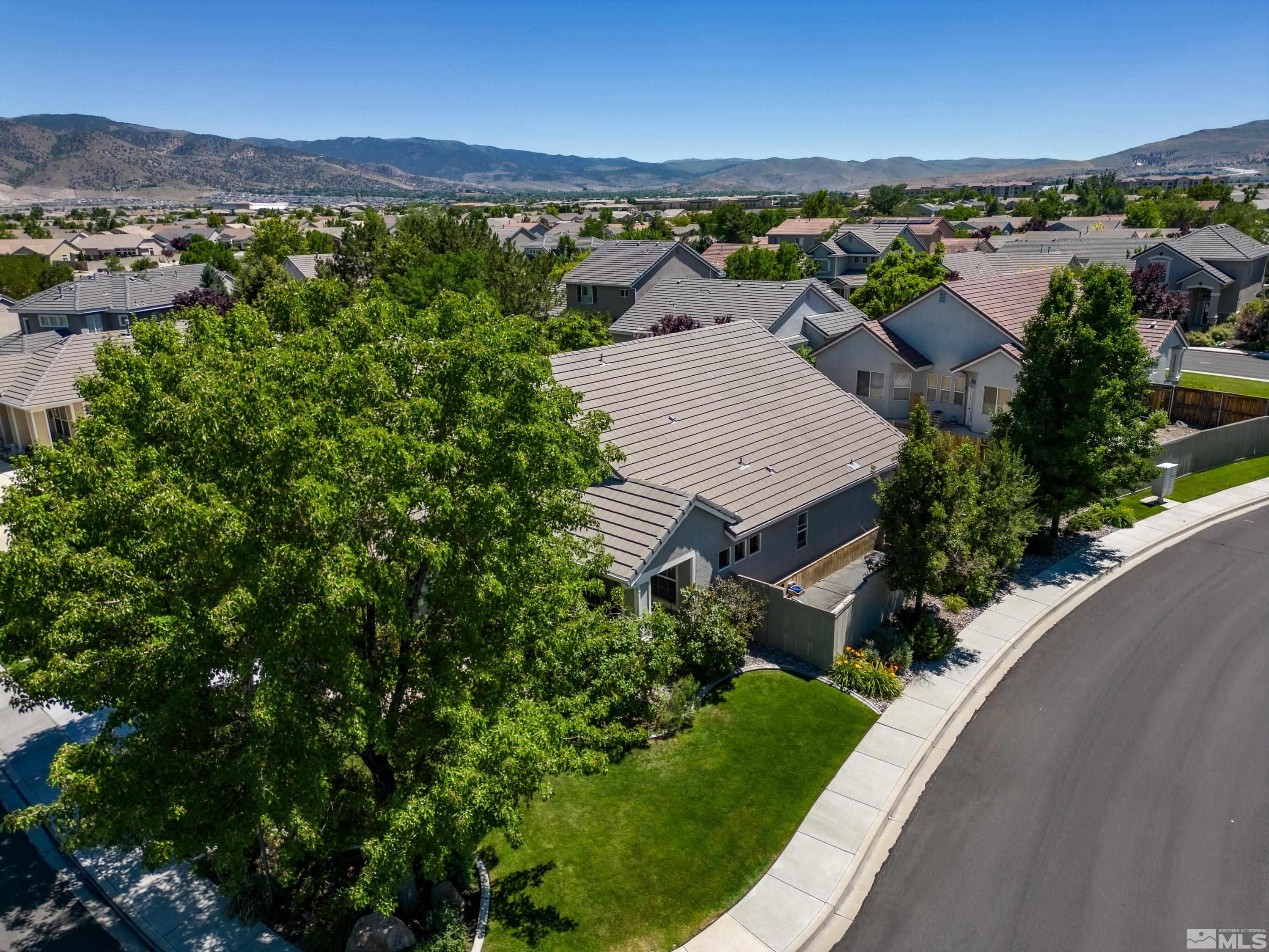 1600 Red Gulch Court Reno, NV 89521 - Photo 34 of 39 an aerial view of a house with a garden and lake view