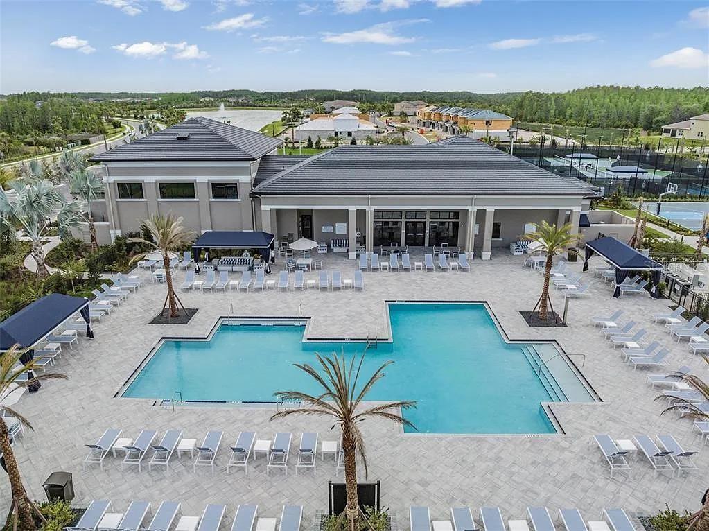 32558 Tree Of Life Avenue Wesley Chapel, FL 33543 - Photo 63 of 73 an aerial view of a house with yard patio and swimming pool