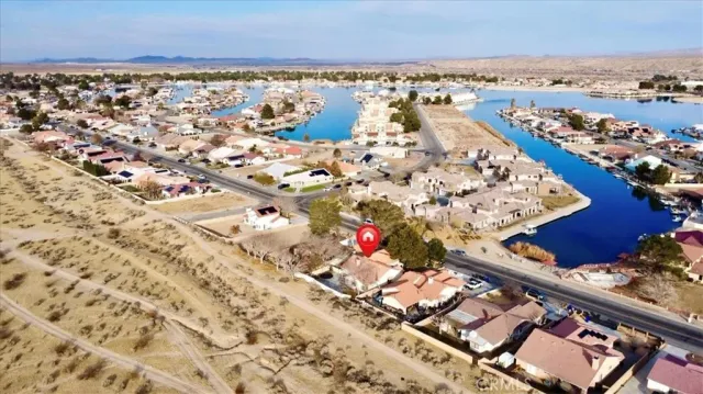 an aerial view of beach and city