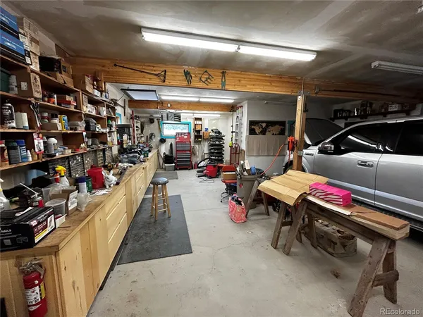 a storage room with furniture