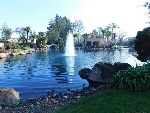 a view of a lake with houses