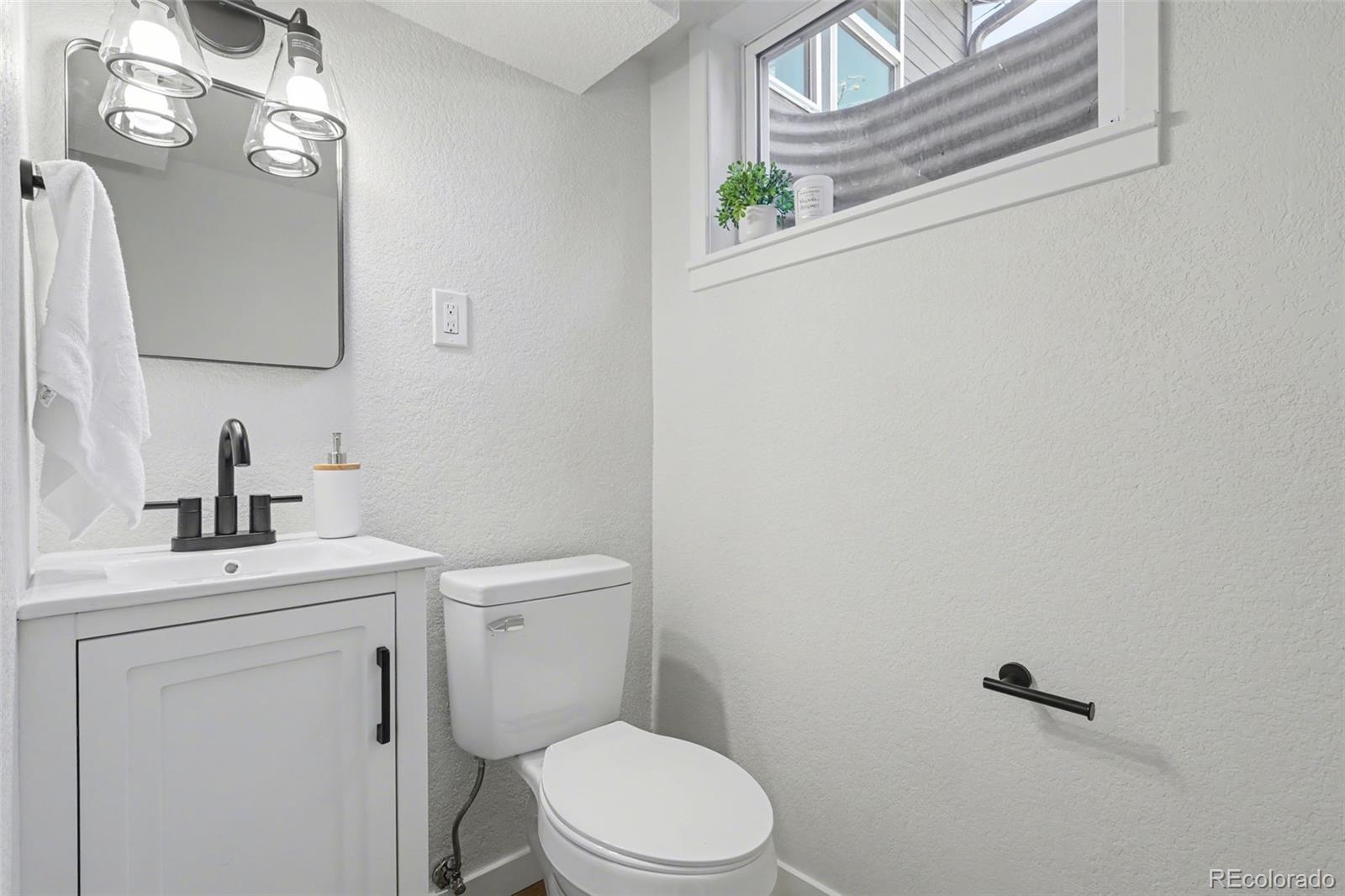 1002 Milky Way Colorado Springs, CO 80905 - Photo 27 of 39 a bathroom with a toilet a sink and mirror