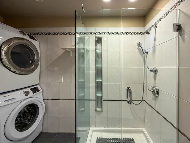 a utility room with dryer and washer