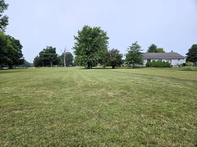 a big yard with lots of green space and trees