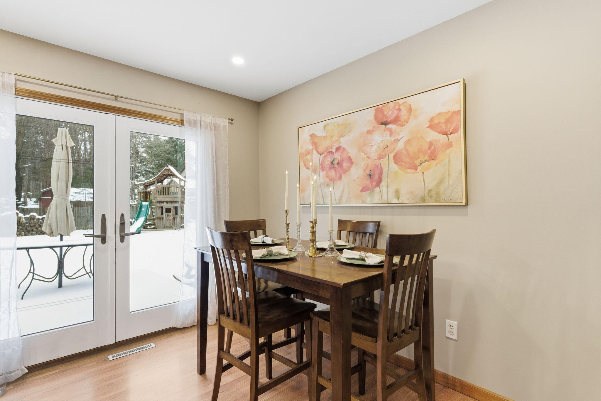 2726 North Goldring Road La Porte, IN 46350 - Photo 9 of 34 a view of a dining room with furniture large window and wooden floor