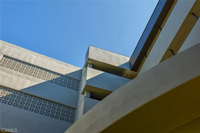 an outdoor view with a swimming pool