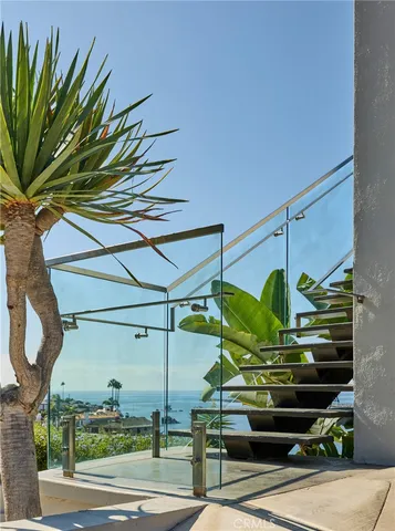 a building exterior with furniture