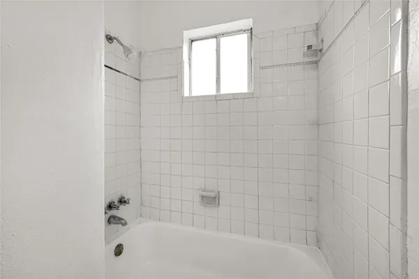 a bathroom with a bathtub