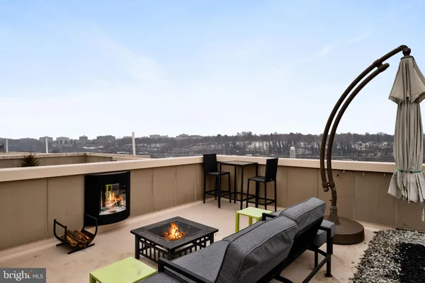 a terrace view with seating space
