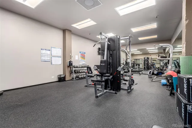a view of a room with gym equipment