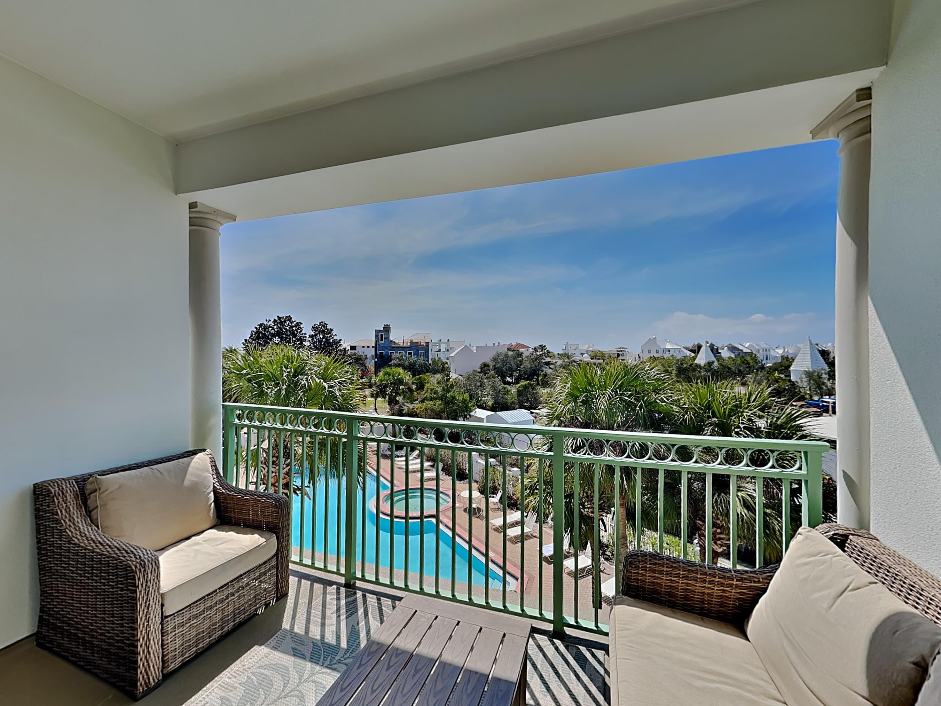 9955 East County Highway 30A, Unit 303 Inlet Beach, FL 32461 - Photo 13 of 17 a view of a balcony with furniture