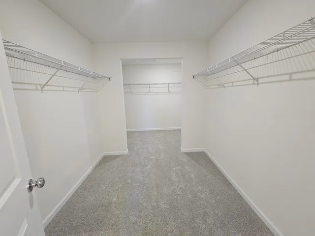 a view of an empty walk in closet