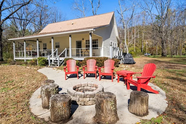 a view of a chairs and table in backyard of the house