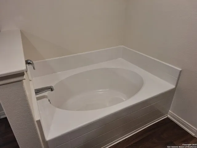 a close up of a bathtub