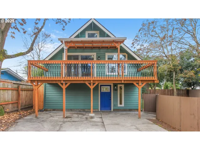a view of a house with a balcony