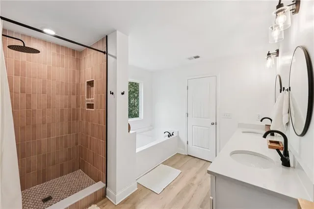 a view of a sink and a window in a room