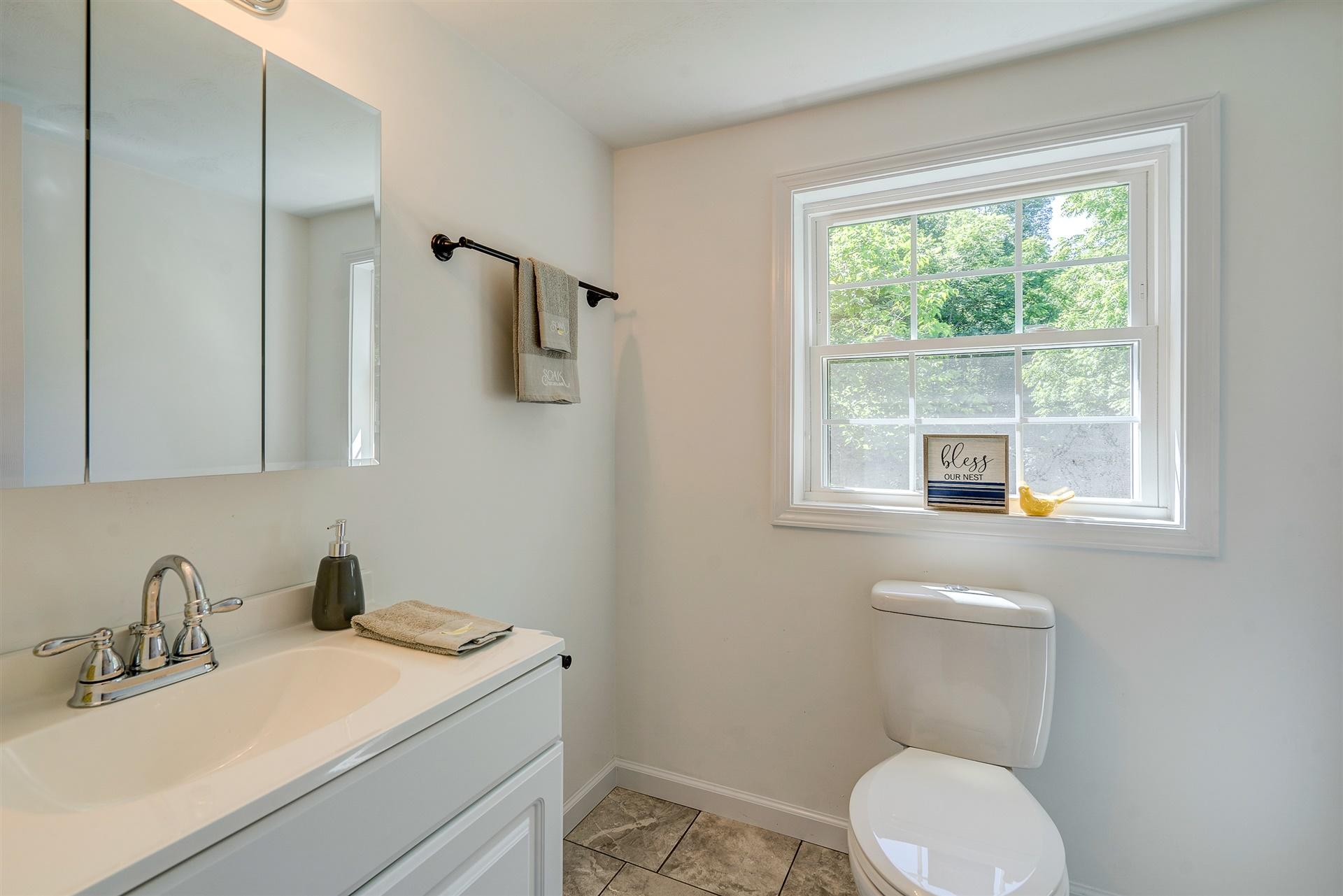 2137 Goodview Road Goodview, VA 24095 - Photo 21 of 37 a bathroom with a toilet sink and mirror