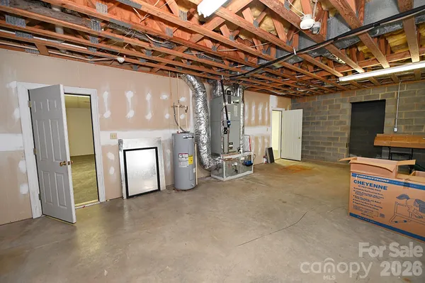 a room with furniture and storage