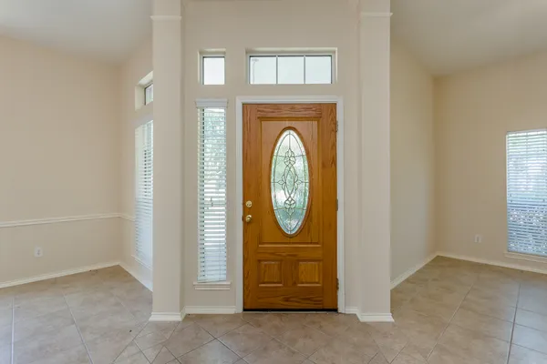 a view of a door with a sink