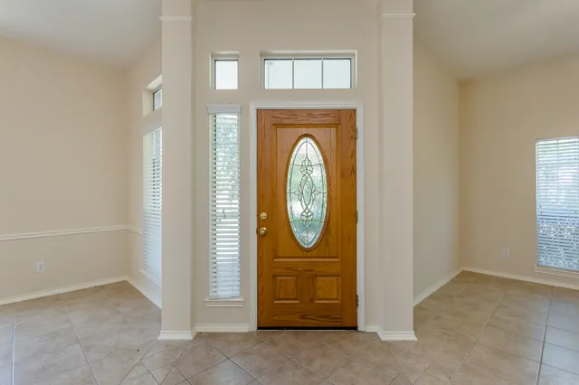 a view of a door with a sink